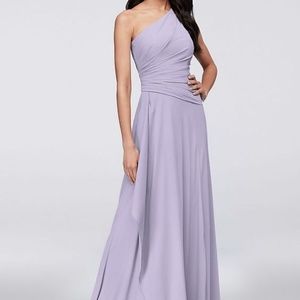 Bridesmaid one-shoulder Georgette Cascade Dress